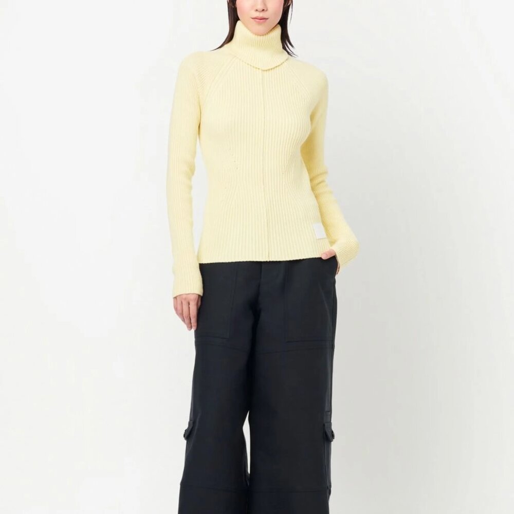 NWT Marc Jacobs Butter Yellow Ribbed Turtleneck Size M
